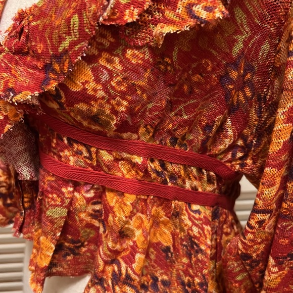 Free People Rudi Ruffle Top in Cherry Combo, Size Small - Picture 13 of 17